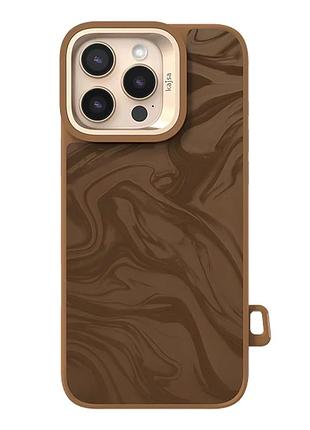 Чехол kajsa glamorous collection fluid art с magsafe для iphone 16 pro max tpu с микрофиброй коричневый mc-12324