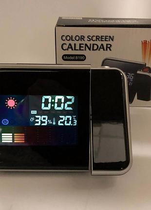 Часы метеостанция ds-8190 2573 с проектором времени + календарь с термометром shop