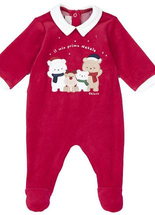 Хлопковый комбинезон chicco jumpsuit red bears красный размер 74