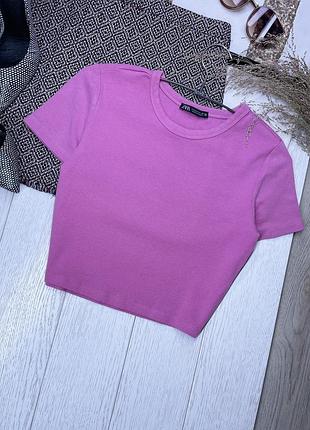 Літня футболка zara m s бавовняна футболка рожева коротка футболка трикотажна футболка зара