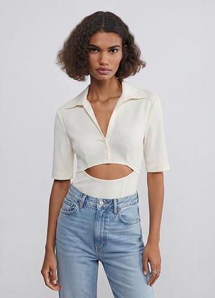 Боді zara з лляної суміші з вирізом xl