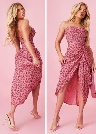Розпродаж сукня prettylittlething міді драпірування