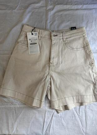 Шорти легенькі коттон бежеві молочні zara