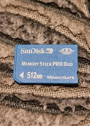 Картка пам'яті 0.5 гб sandisk 5.39/17.4 memory stick pro duo memorystick сандиск-мемористик 512 мб psp