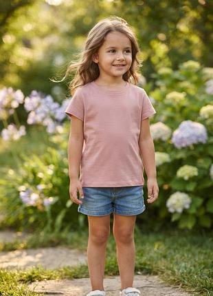 Футболка розовая нм h&amp;m для девочки детская однотонная