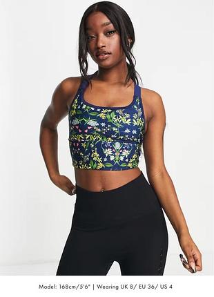 🌿 спортивний топ-бра asos 4505 у квітковий принт (розмір xxs / uk 4 / eu 32) 🌿