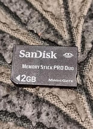 Картка пам'яті 2 Гб sandisk 4.90/17.1 memory stick pro duo memorystick сандиск чорний мемористик psp