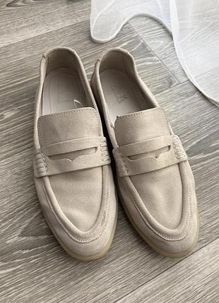 Лофери жіночі zara 37 розмір світлий сірий