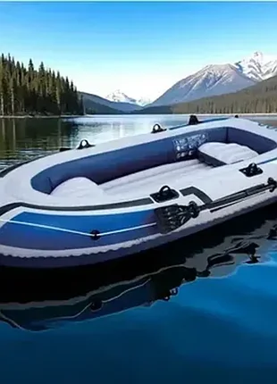 Лодка надувная 3-х местная в комплекте 2 подушки, насос, весла 223х125х40 см