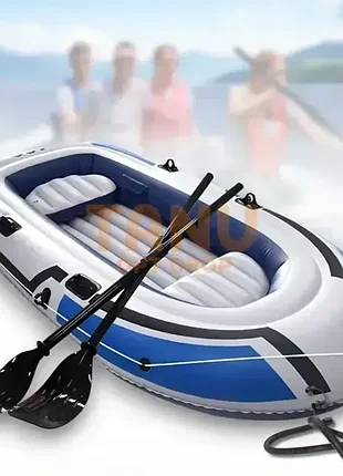 Лодка надувная 4-х местная в комплекте 2 подушки, насос, весла 262х138х40 см