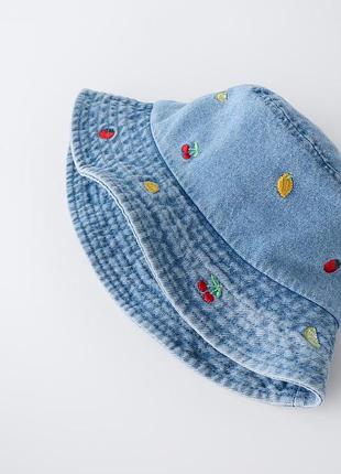 Панама детская вышитая с фруктами зара zara 6-9 лет