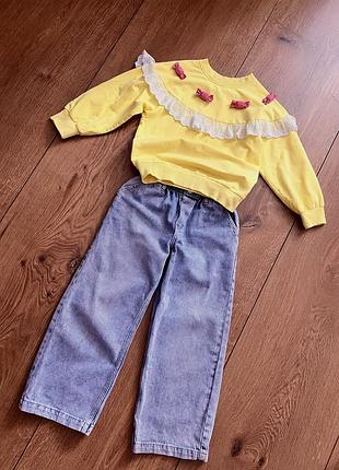 Кофтинка з мереживом та джинси h&m дитячі