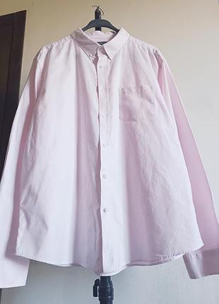Бледно-розовая хлопковая, оксфордская рубашка,regular fit, primark, xxl