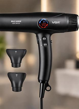Фен vgr v 469 black / фен для волос профессиональный 2400 вт / фен с дисплеем