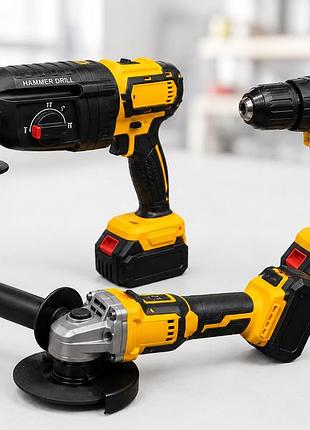 Набор аккумуляторных инструментов krafftec 3в1 48v (перфоратор, шуруповерт, болгарка) / комплект электроинструмента для ремонта и
