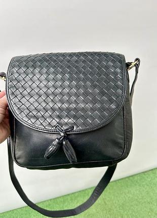 Вінтажна плетена шкіряна сумка крос-боді bally