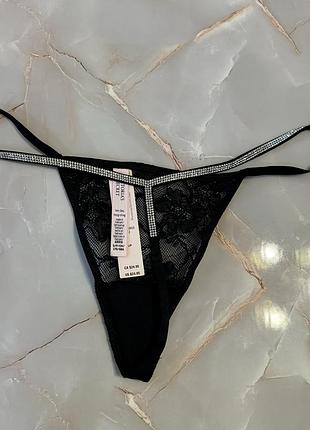 Трусики стрінги люкс серії victoria’s secret зі стразами swarovski оригінал розмір s