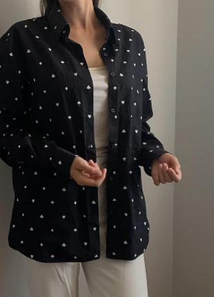 Нова сорочка we slim fit чорна з сердечками | жіноча