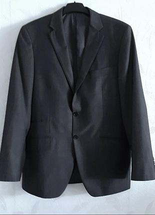 Серый классический пиджак, 46?-48-50?, шерсть, полиэстер, marks &amp; spencer