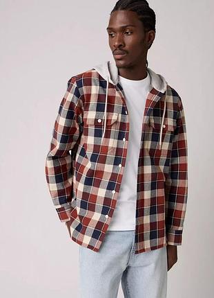 Классическая фланелевая клетчатая рубашка с капюшоном levi's