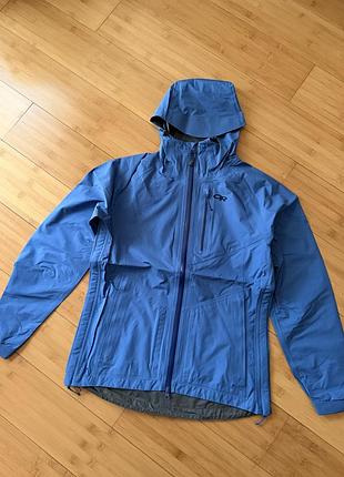 Куртка жіноча мембранна вітровка outdoor research gore tex водонепроникна легка з капюшоном синя гортекс оригінал