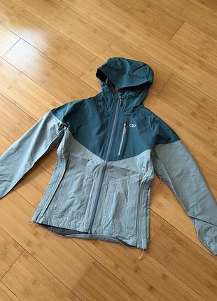 Куртка жіноча мембранна вітровка outdoor research gore tex водонепроникна легка з капюшоном синя гортекс оригінал