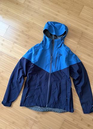 Куртка жіноча мембранна вітровка outdoor research gore tex водонепроникна легка з капюшоном синя гортекс оригінал синя