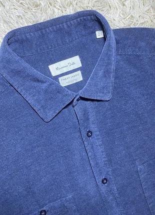 Яоловіча сорочка massimo dutti  бавовна сорочка мікровельвет синього кольору, l