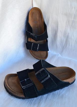 Черные замшевые шлепанцы birkenstock arizona 37 размер