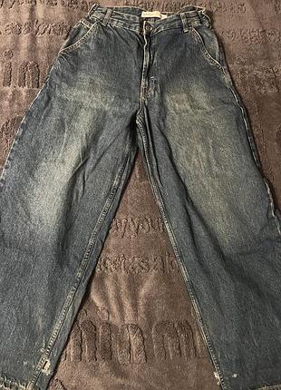 Широкі сині джинси bershka wide leg / джинси баггі bershka розмір 38