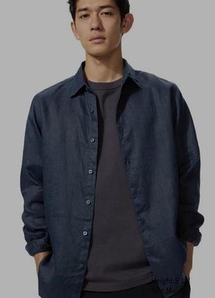 Лляна сорочка uniqlo premium linen / розмір xs