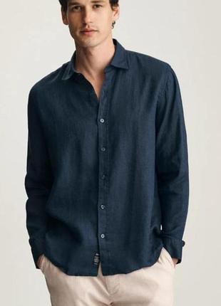 Льняная рубашка uniqlo premium linen / размер xs