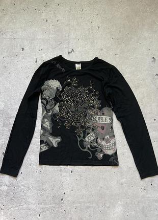 Вінтажний лонгслів бренду ed hardy