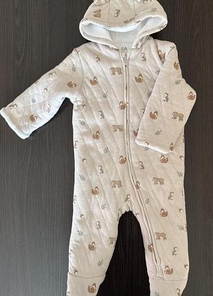Комбінезон-сліп демісезонний c&a з вушками , bio cotton, 74 см, 6-9 місяців