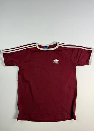 Винтажная футболка adidas originals бордовая, размер l