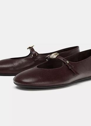 Балетки zara шкіряні