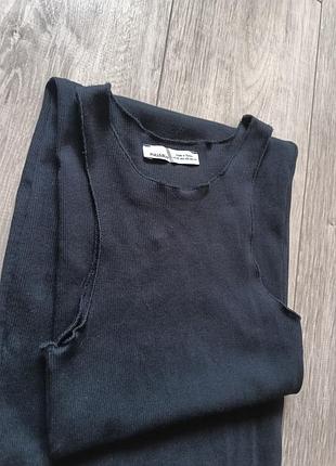Соблазнительное черное платье миди футляр в рубчик pull &amp; bear, размер xs