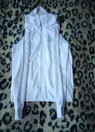 Кофта жіноча біла з  капюшоном на зміні, 100 % бавовна