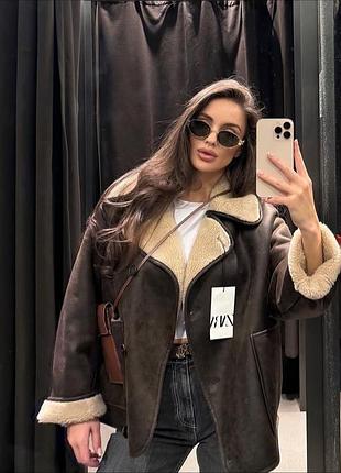 Дубленка оверсайз zara