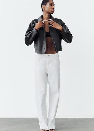 Бомбер кожаный черный zara, куртка кожаная черная оригинал!!!