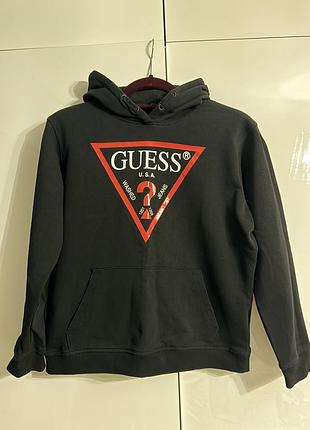 Чорне брендове худі guess / толстовка квес з логотипом
