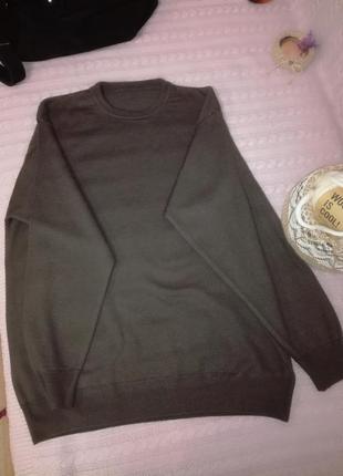 Sale! зелено-коричневая шерстяная кофта (merino wool), р.xl1 фото