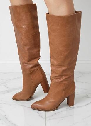 Кожаные сапоги трубы nine west