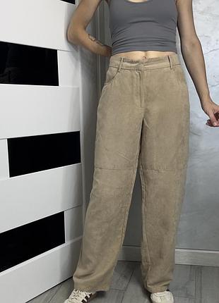 Штани замш замшеві штани брюки  zara пісочні жіночі м