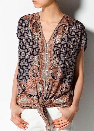 Невесомая блуза безрукавка с узлом шелк высокого качества (mulberry silk)