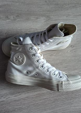 Высокие кожаные белые кеды converse all star 36.5р