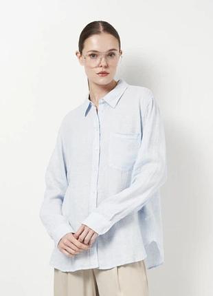 Рубашка женская голубая из льна