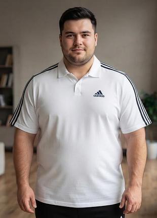 Фірмове біле поло adidas з лампасами, розмір xx l original