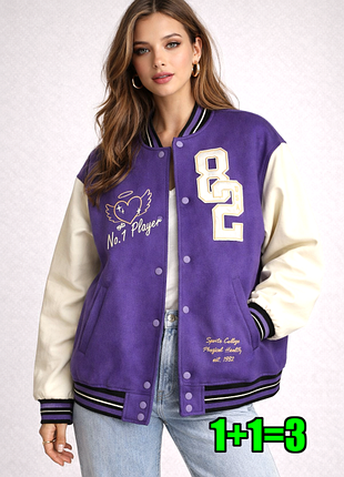 🤩1+1=3** фирменная фиолетовая куртка бомбер на кнопках h&amp;m, размер 44 - 46