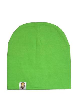 Шапка на дітей однотонна зелена кэжуал 34-42 см.